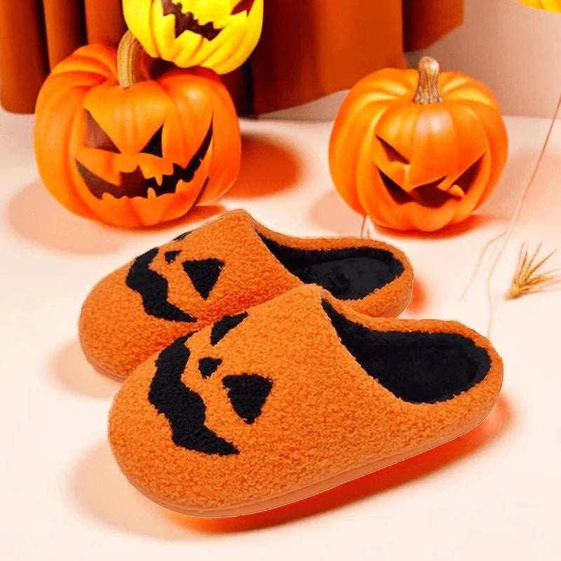 Halloween Slippers Plush Lined Non-Slip Rubber Sole