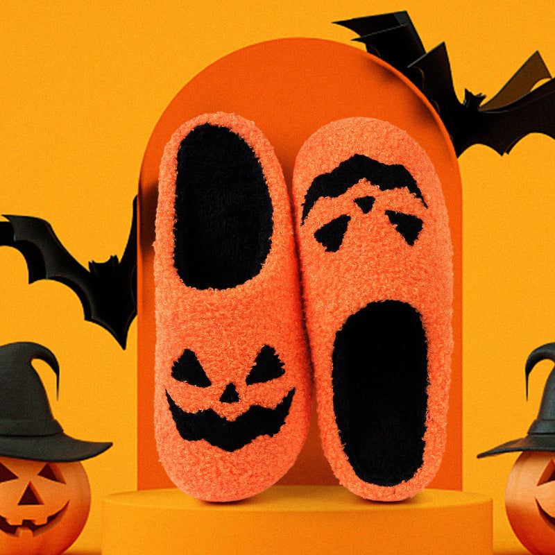 Halloween Slippers Plush Lined Non-Slip Rubber Sole
