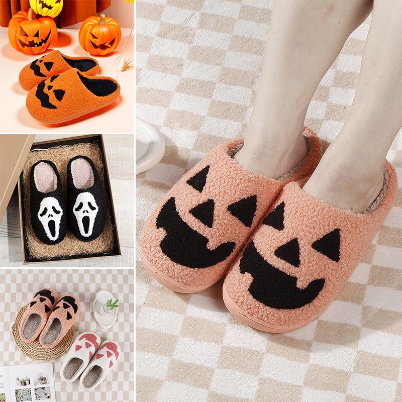 Halloween Slippers Plush Lined Non-Slip Rubber Sole