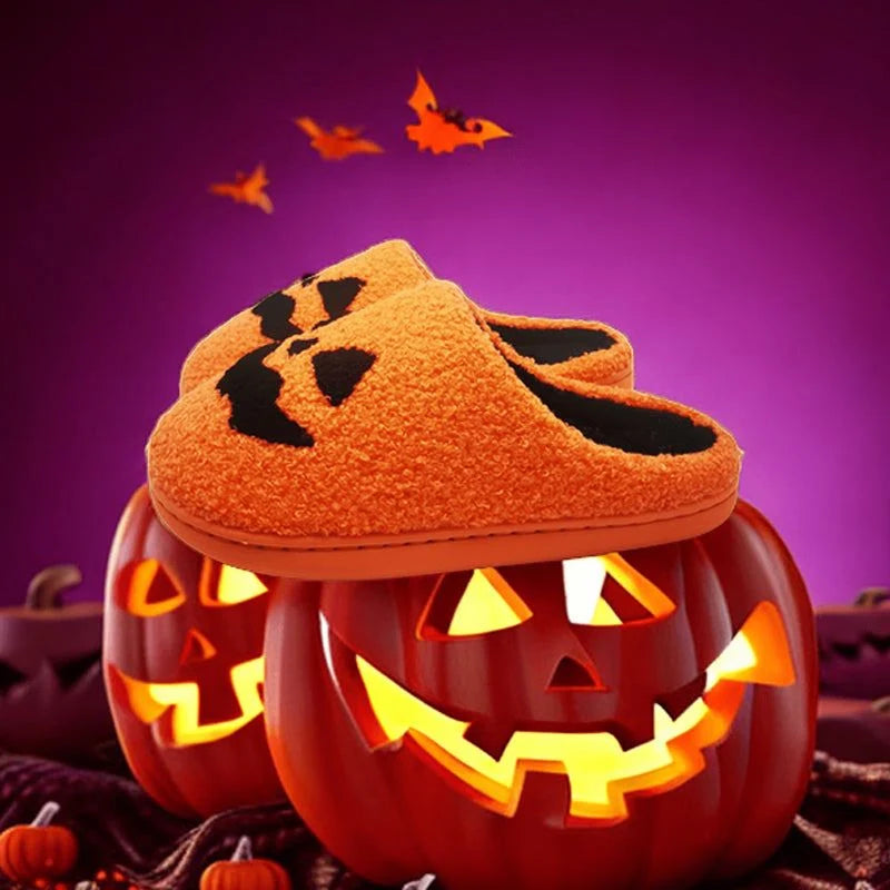 Halloween Slippers Plush Lined Non-Slip Rubber Sole