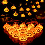 Halloween String Lights Carved Pumpkin LED Warm Yellow Glow
