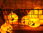 Halloween String Lights Carved Pumpkin LED Warm Yellow Glow