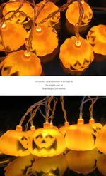 Halloween String Lights Carved Pumpkin LED Warm Yellow Glow