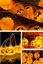 Halloween String Lights Carved Pumpkin LED Warm Yellow Glow
