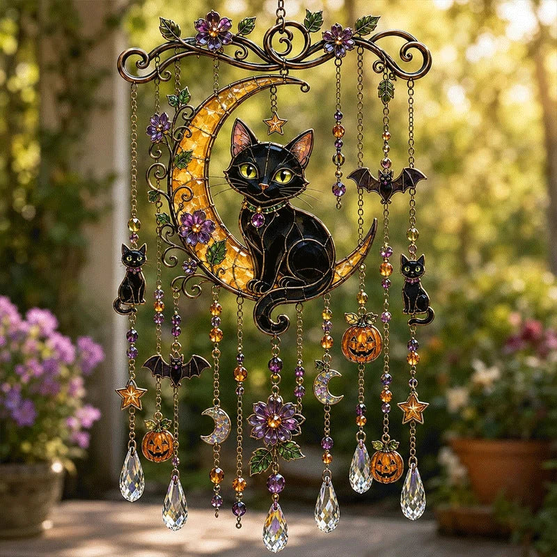 Halloween Suncatcher Wind Chime Stained Glass Style