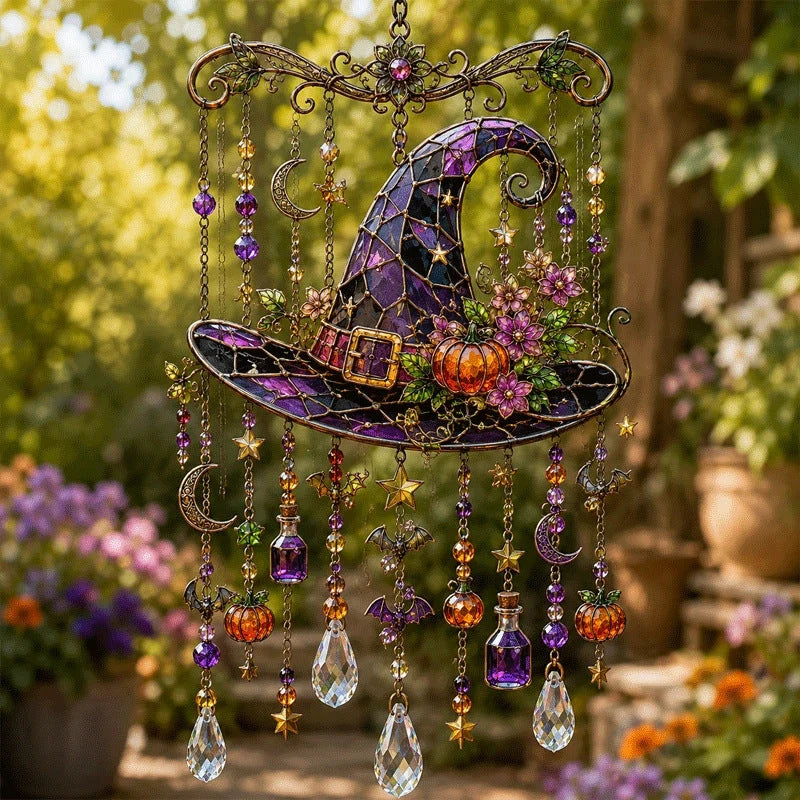 Halloween Suncatcher Wind Chime Stained Glass Style