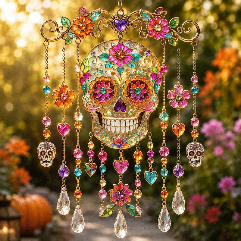 Halloween Suncatcher Wind Chime Stained Glass Style