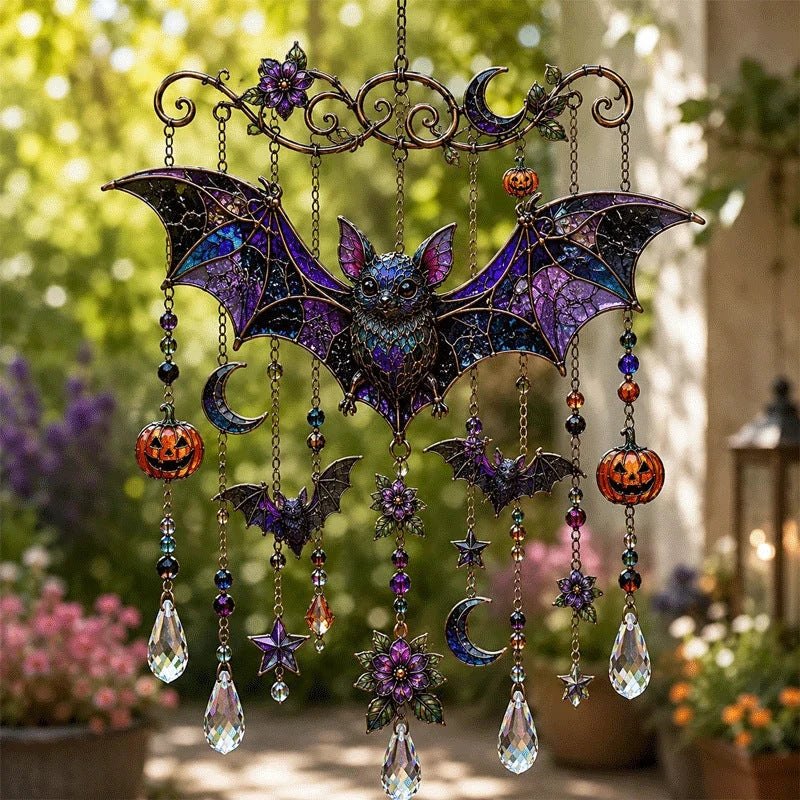 Halloween Suncatcher Wind Chime Stained Glass Style