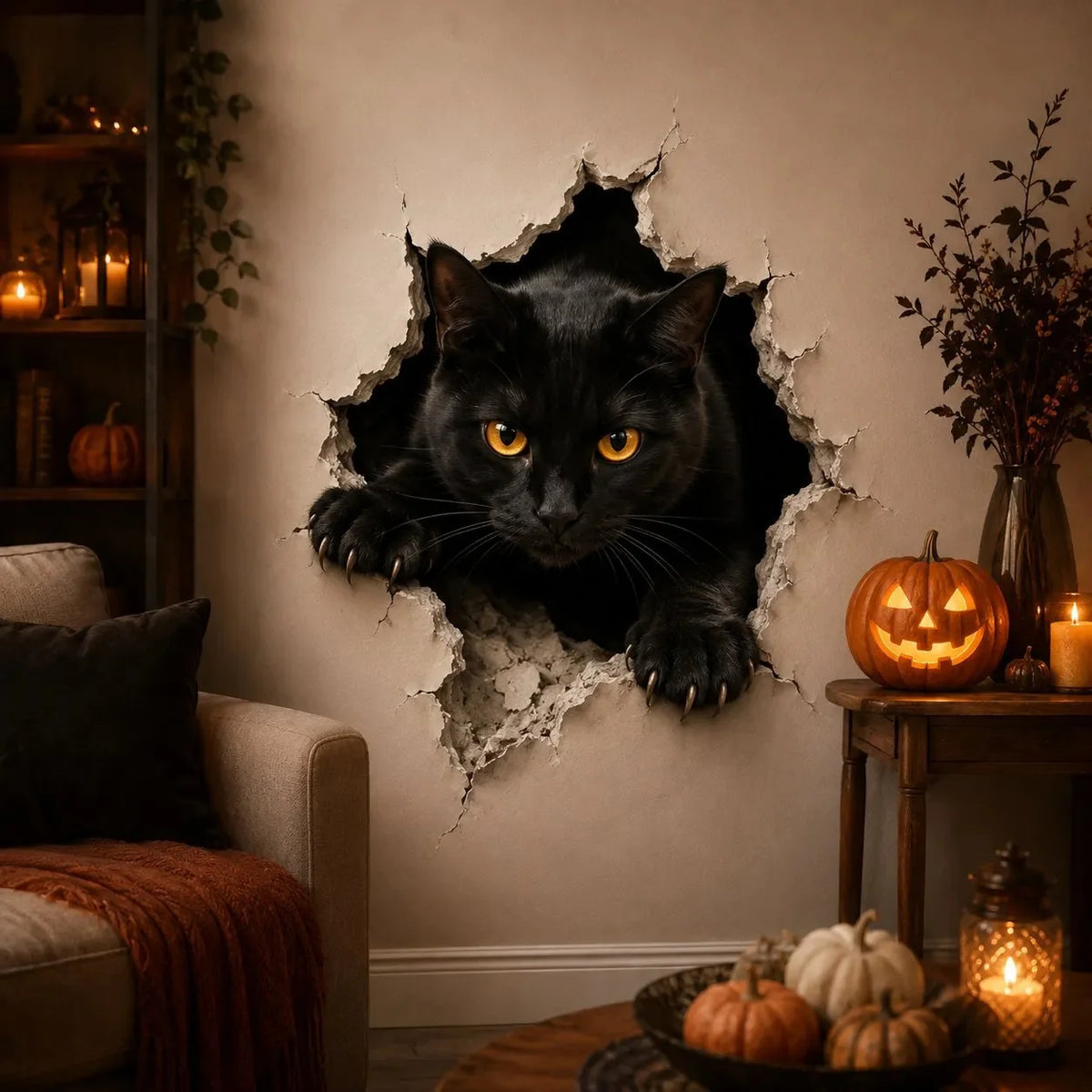 Halloween Wall Decal Self-Adhesive 3D Cracked Wall Effect