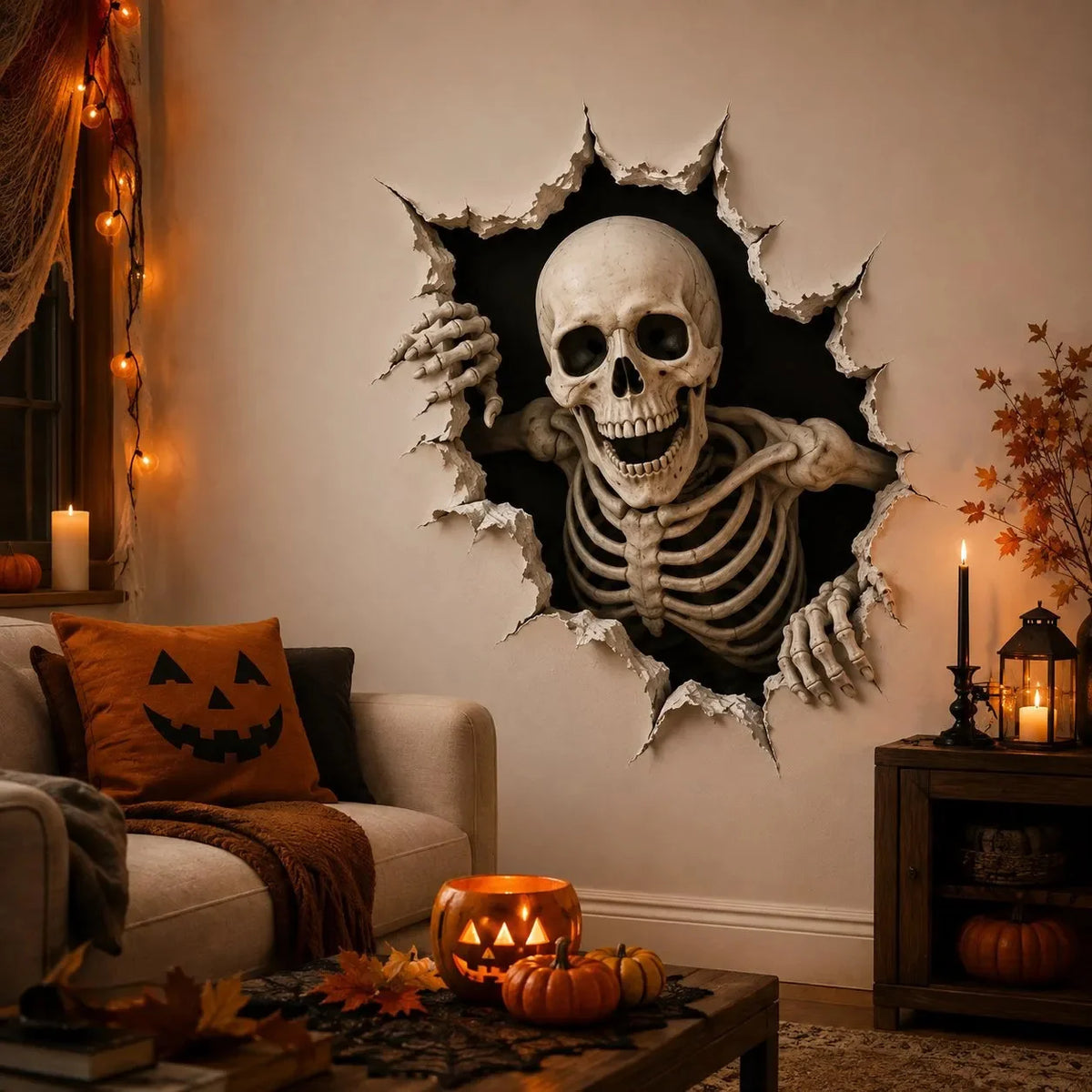 Halloween Wall Decal Self-Adhesive 3D Cracked Wall Effect