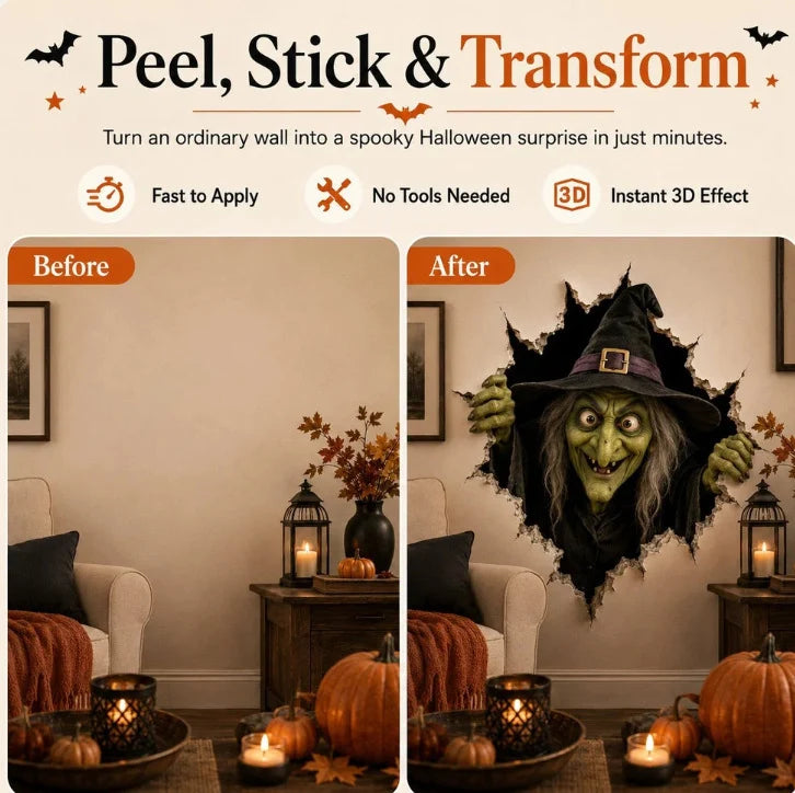 Halloween Wall Decal Self-Adhesive 3D Cracked Wall Effect
