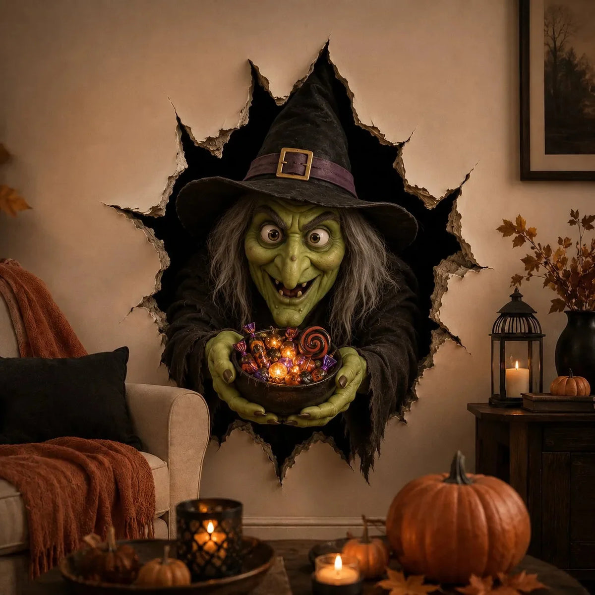 Halloween Wall Decal Self-Adhesive 3D Cracked Wall Effect