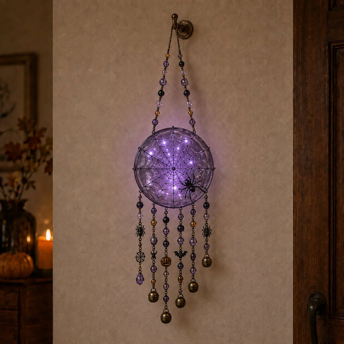 Halloween Wind Chime Light-Up Centerpiece Colorful Beaded Strands