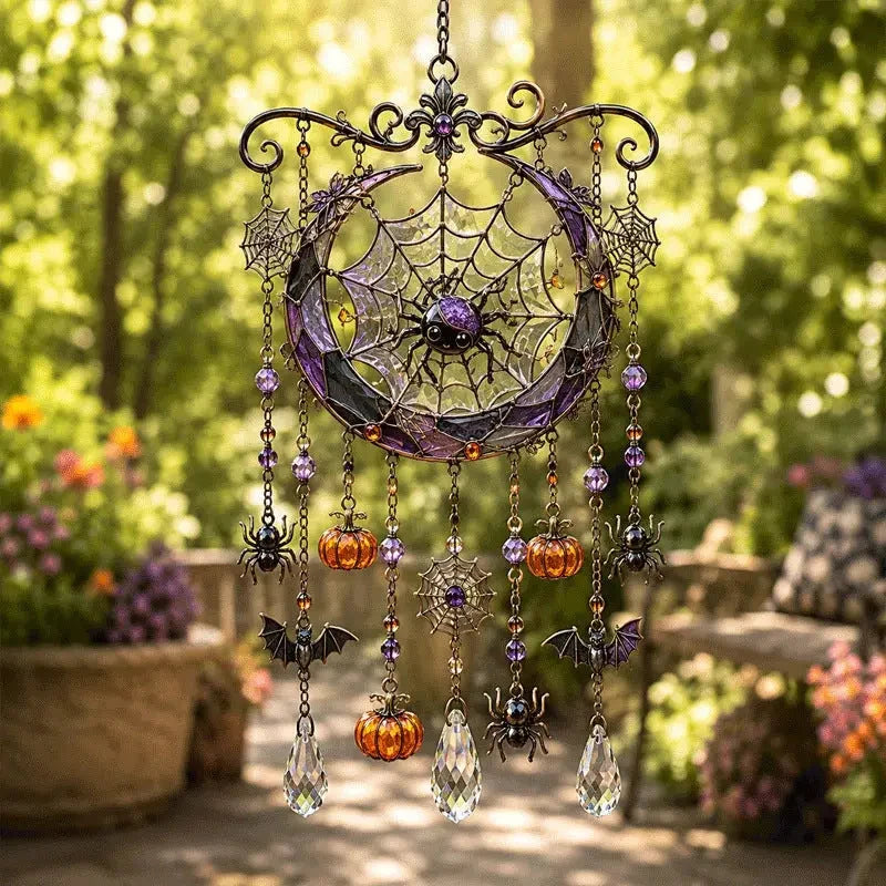 Halloween Wind Chime Stained Glass Style Indoor Outdoor
