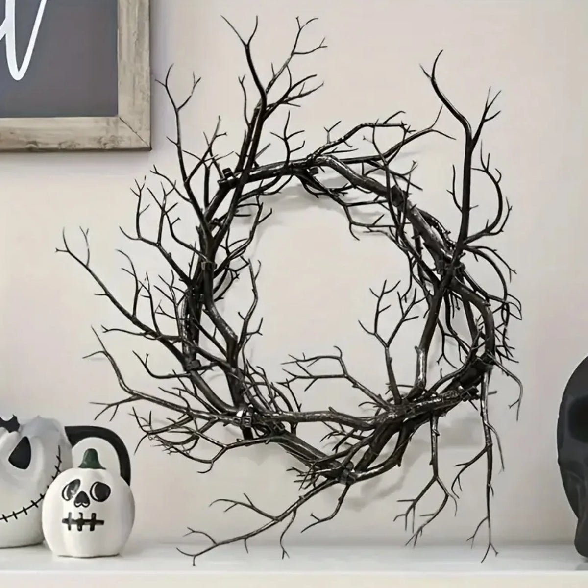 Halloween Wreath Natural-Look Artificial Branches Lightweight