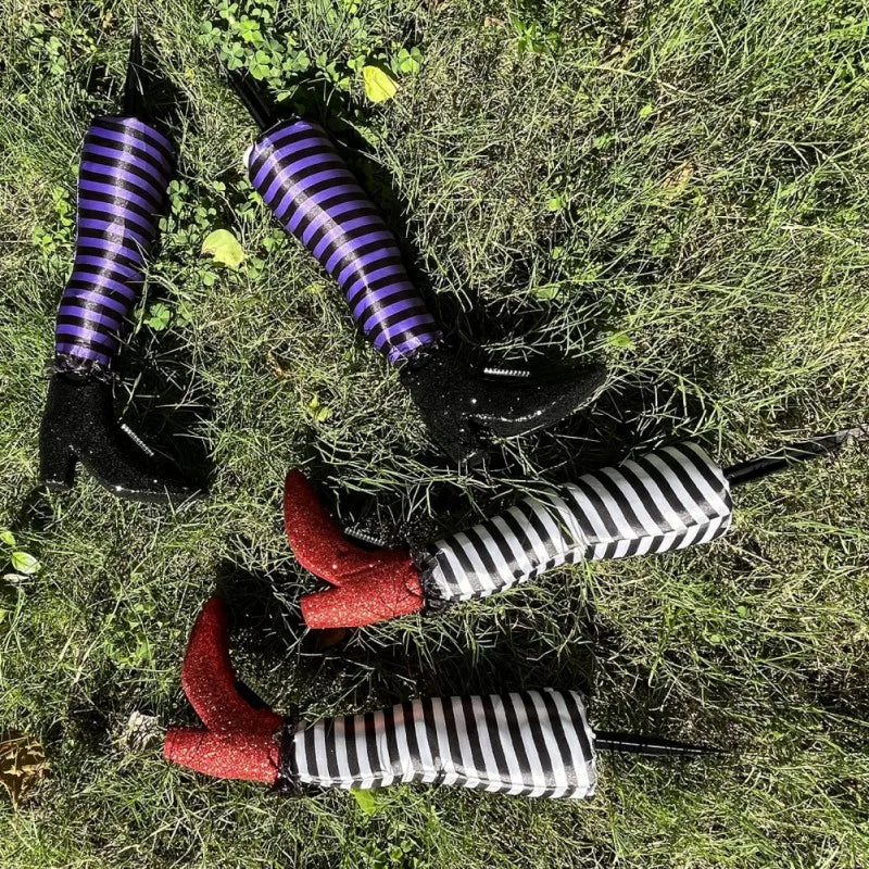 Halloween Yard Decoration Upside-Down Witch Legs Set of 2