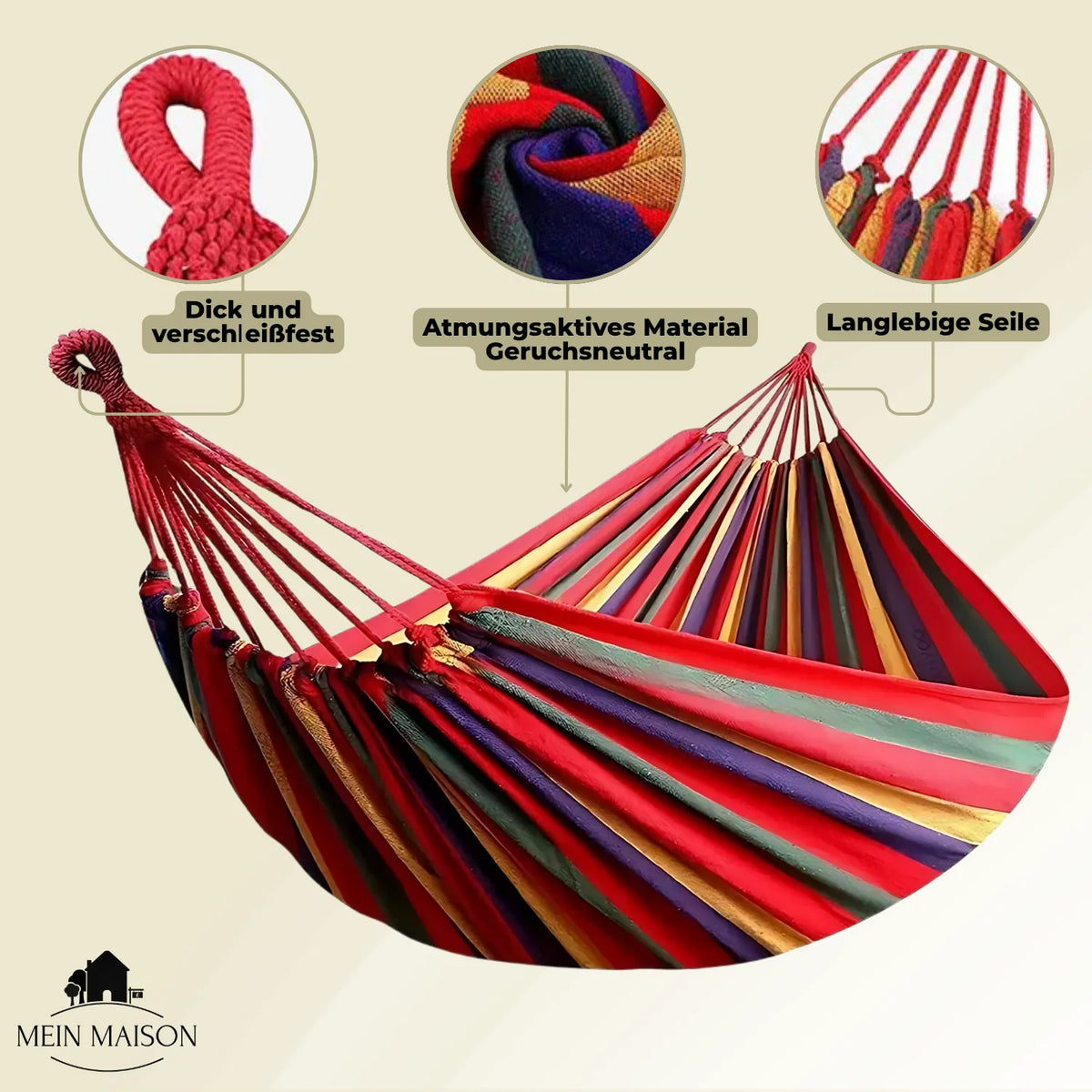 Hammock Cotton Canvas 441 Lb Capacity With Carrying Bag