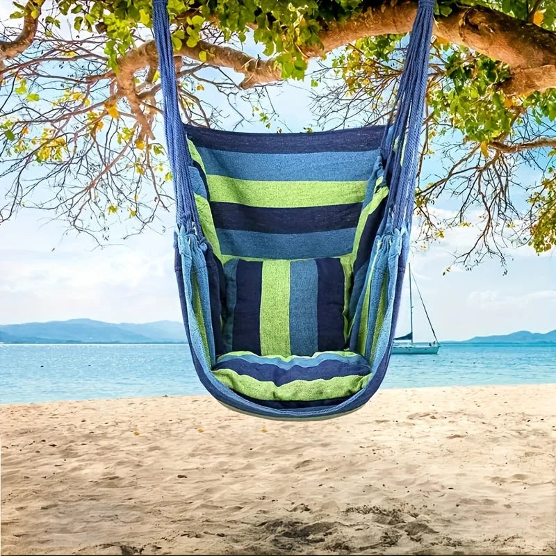 Hammock Swing Chair Cotton-Poly Breathable Indoor & Outdoor