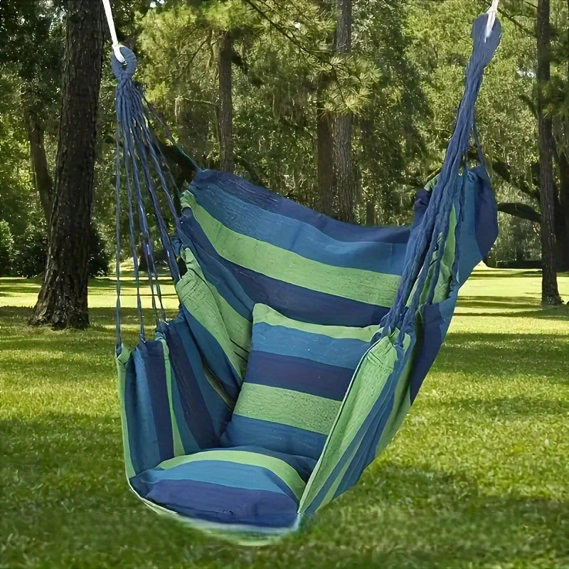 Hammock Swing Chair Cotton-Poly Breathable Indoor & Outdoor