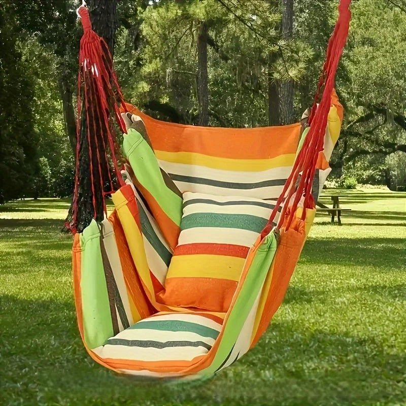 Hammock Swing Chair Cotton-Poly Breathable Indoor & Outdoor