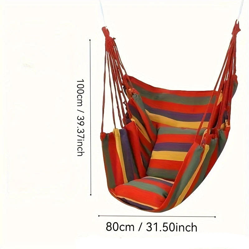 Hammock Swing Chair Cotton-Poly Breathable Indoor & Outdoor