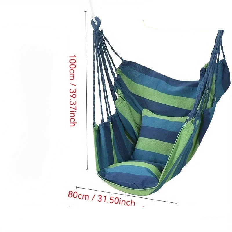 Hammock Swing Chair Cotton-Poly Breathable Indoor & Outdoor