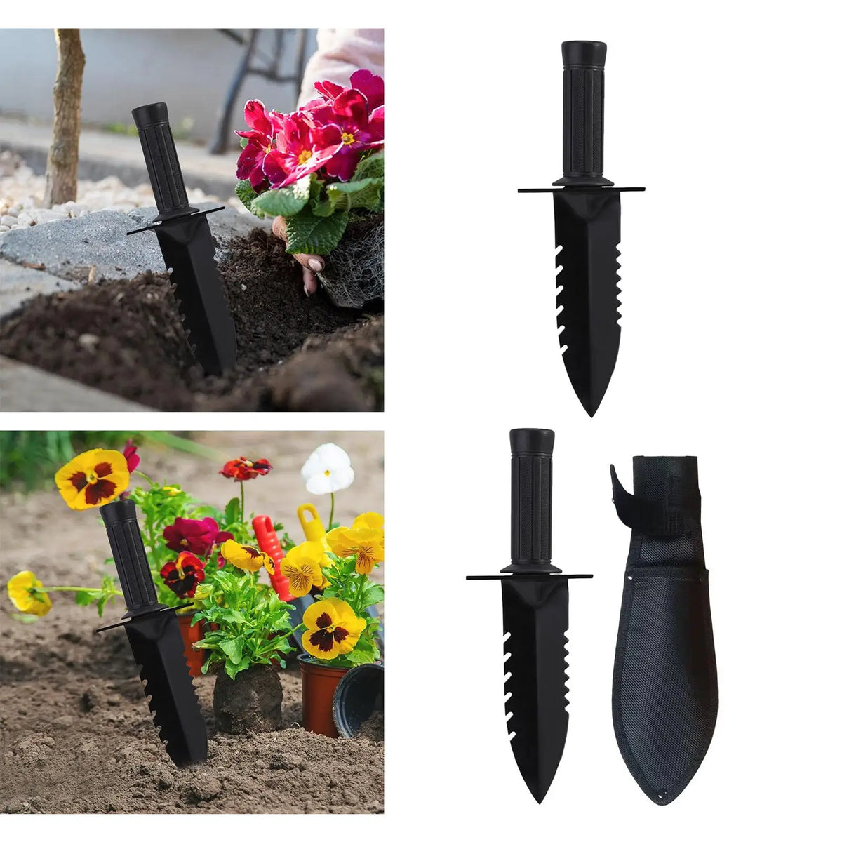 Hand Garden Shovel Serrated Iron Blade & Anti-Slip Handle