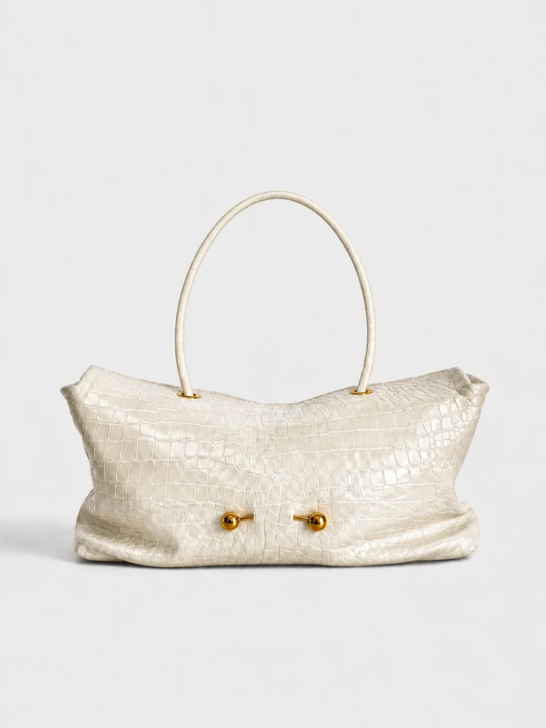 Handbag Crocodile-Embossed Spacious Interior Gold-Tone Hardware