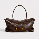 Handbag Crocodile-Embossed Spacious Interior Gold-Tone Hardware
