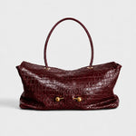 Handbag Crocodile-Embossed Spacious Interior Gold-Tone Hardware