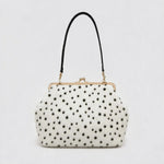 Handbag Faux Fur Polka Dot Structured Shoulder Strap