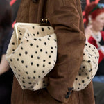 Handbag Faux Fur Polka Dot Structured Shoulder Strap