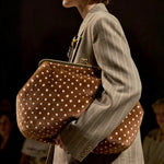 Handbag Faux Fur Polka Dot Structured Shoulder Strap