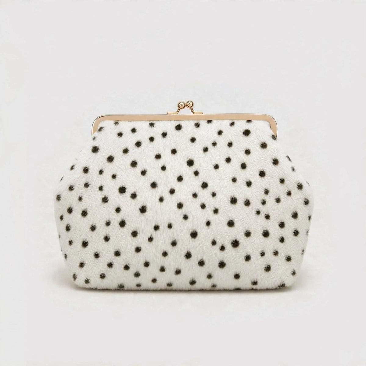 Handbag Faux Fur Polka Dot Structured Shoulder Strap