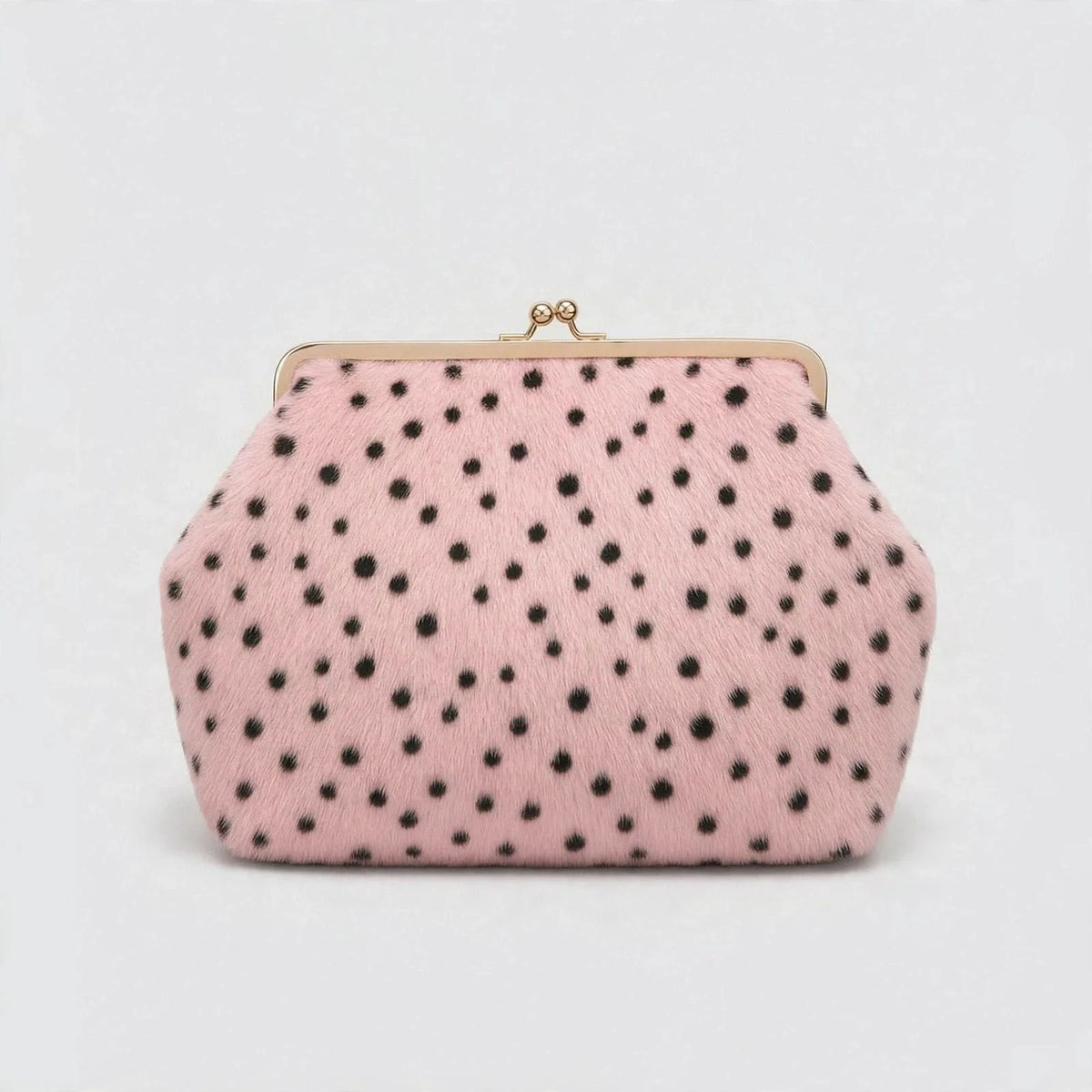 Handbag Faux Fur Polka Dot Structured Shoulder Strap