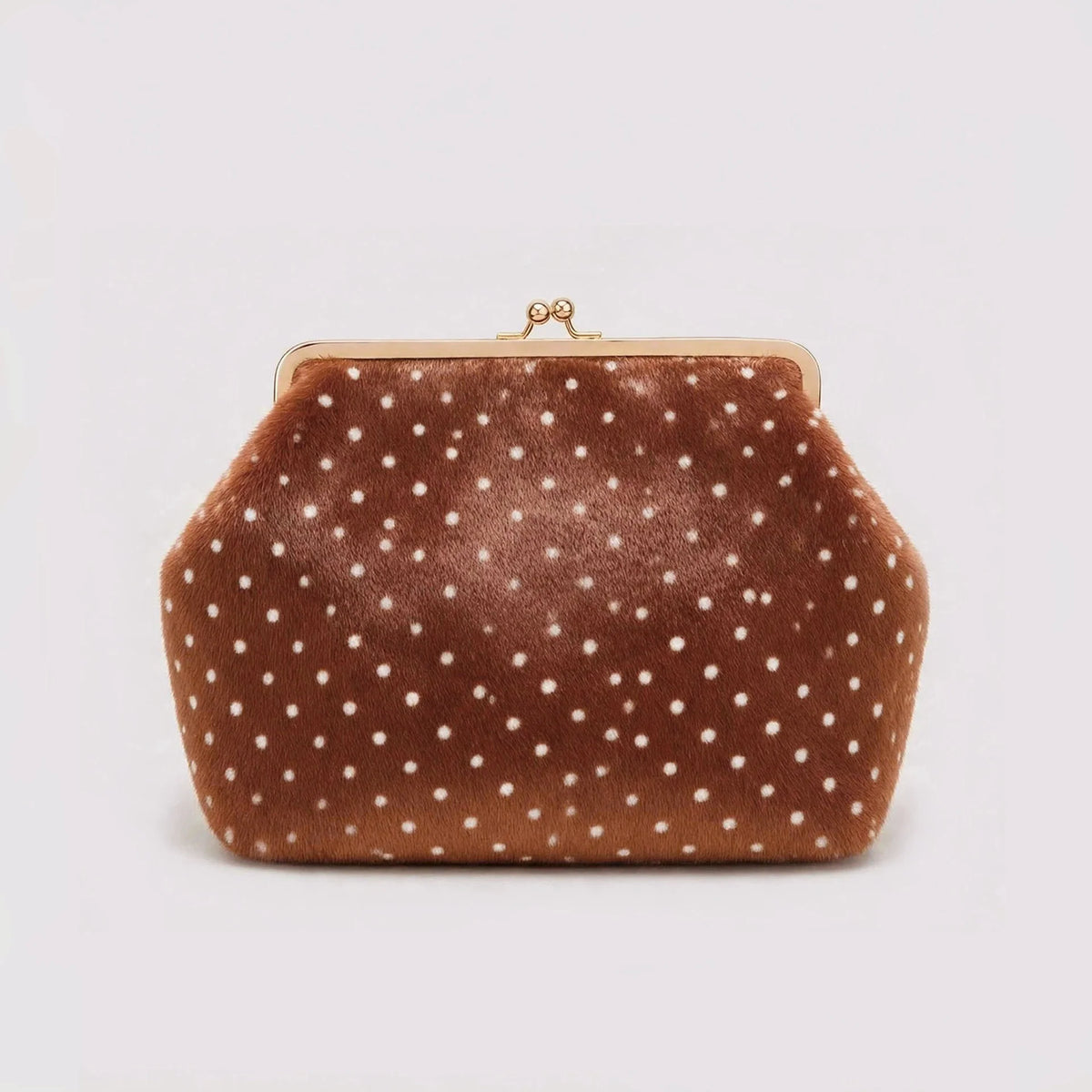 Handbag Faux Fur Polka Dot Structured Shoulder Strap