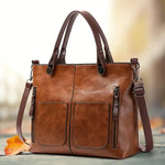 Handbag Full-Grain Leather Adjustable Strap Zipper Closure