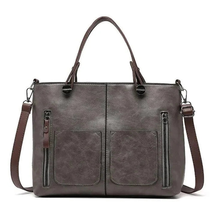 Handbag Full-Grain Leather Adjustable Strap Zipper Closure