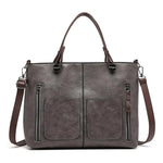 Handbag Leather Multiple Compartments Zippered Pockets