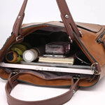 Handbag Leather Multiple Compartments Zippered Pockets