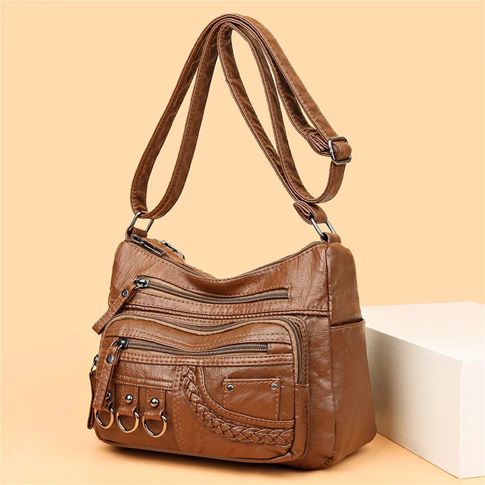 Handbag Leather Spacious Interior & Shoulder Carry