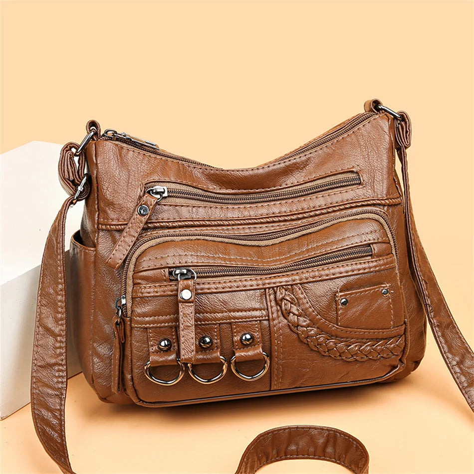 Handbag Leather Spacious Interior & Shoulder Carry