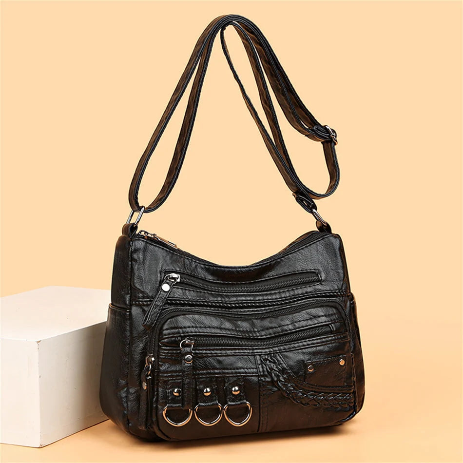 Handbag Leather Spacious Interior & Shoulder Carry