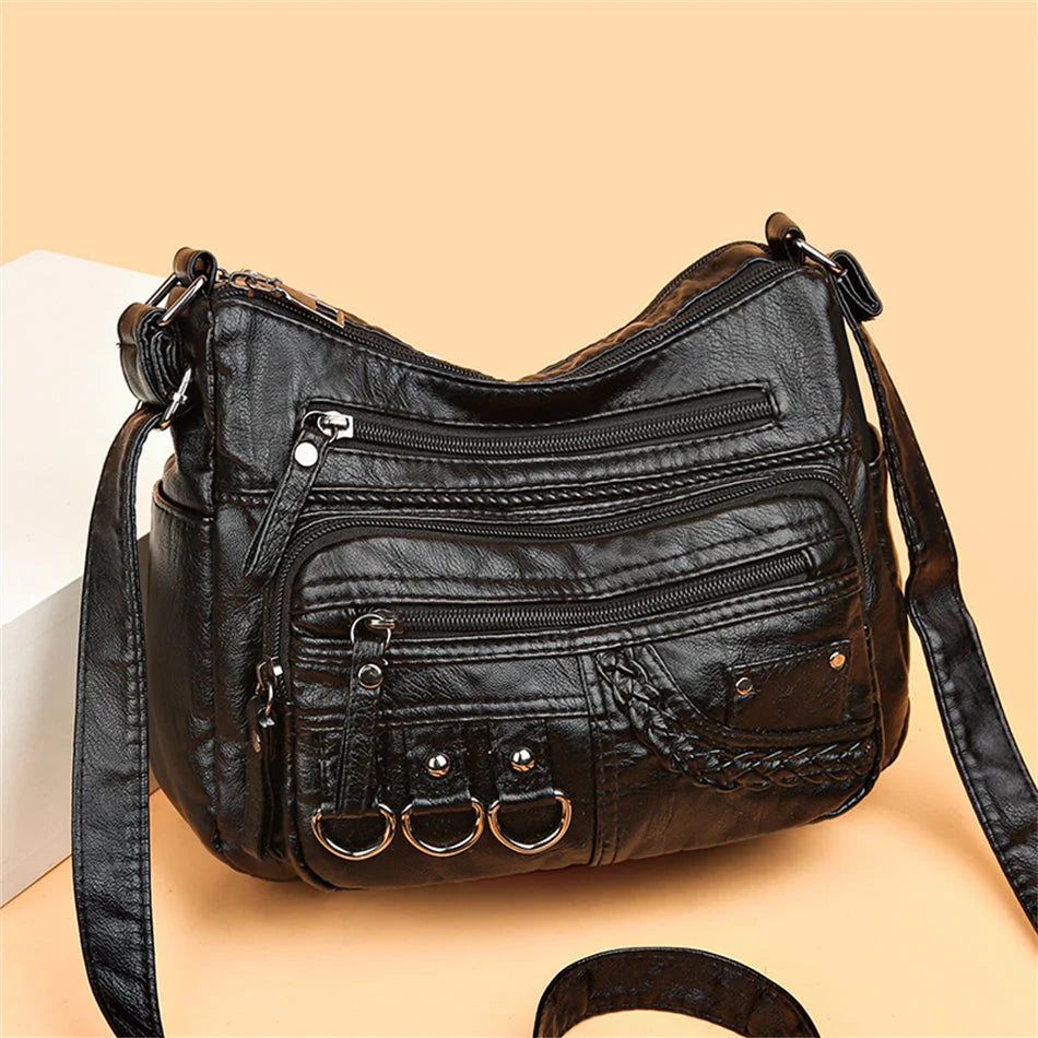Handbag Leather Spacious Interior & Shoulder Carry