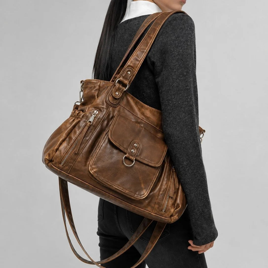Handbag Leather Spacious Multi-Pocket
