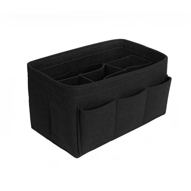 Handbag Organiser Insert 13 Compartments Felt Zipped Pocket