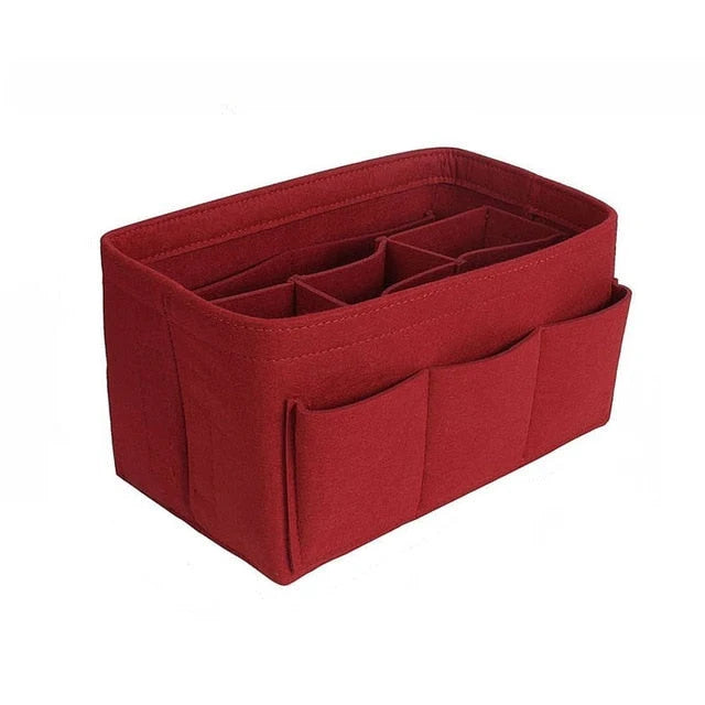 Handbag Organiser Insert 13 Compartments Felt Zipped Pocket