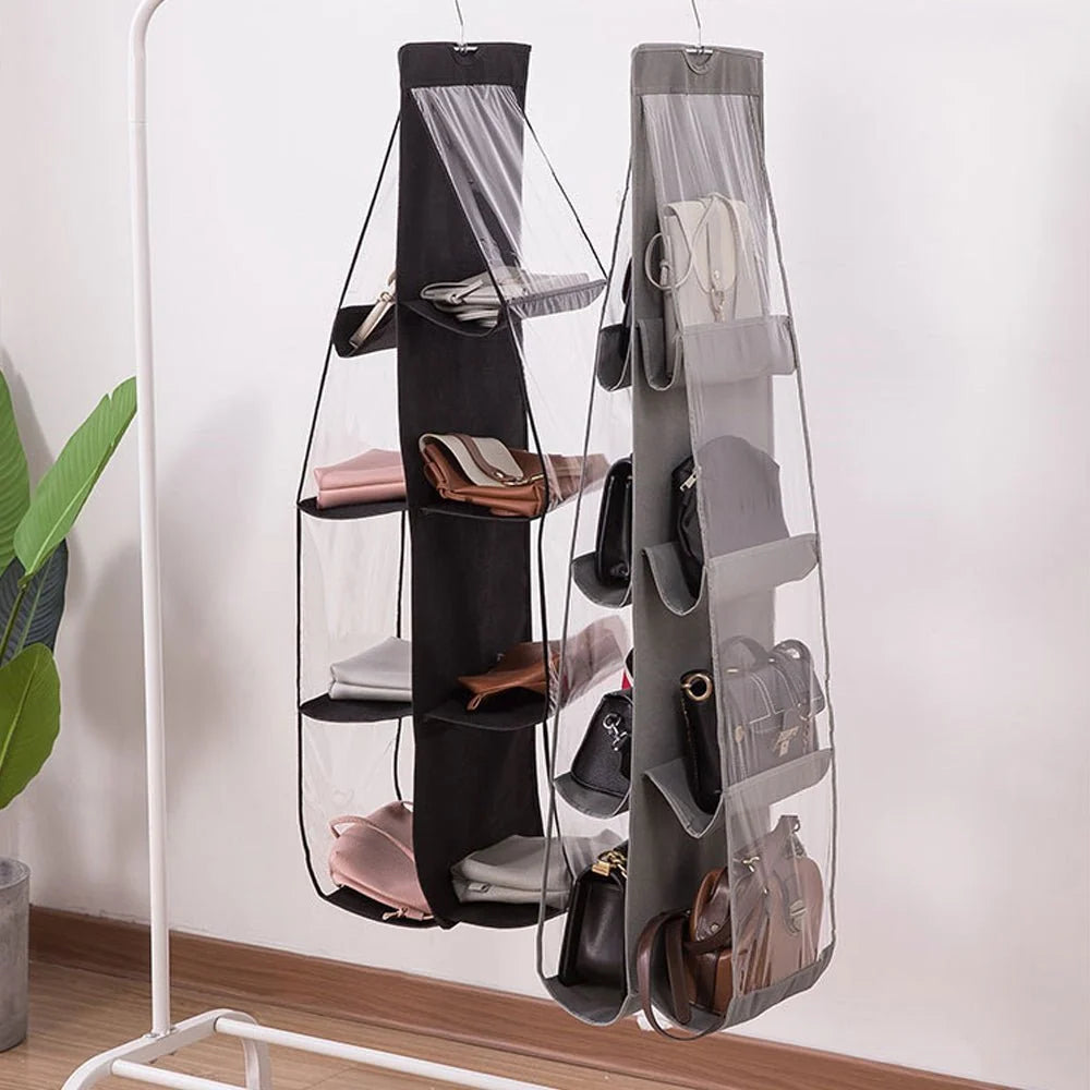 Handbag Organizer Double-Sided Clear Compartments Space-Saving