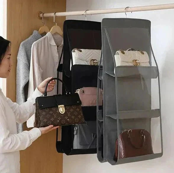 Handbag Organizer Double-Sided Clear Compartments Space-Saving