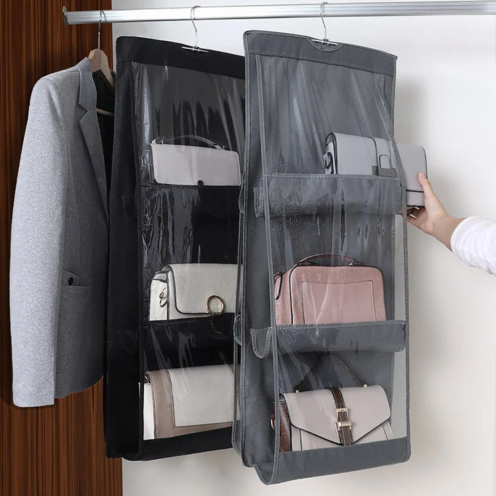 Handbag Organizer Double-Sided Clear Compartments Space-Saving